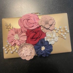 Floral gold clutch